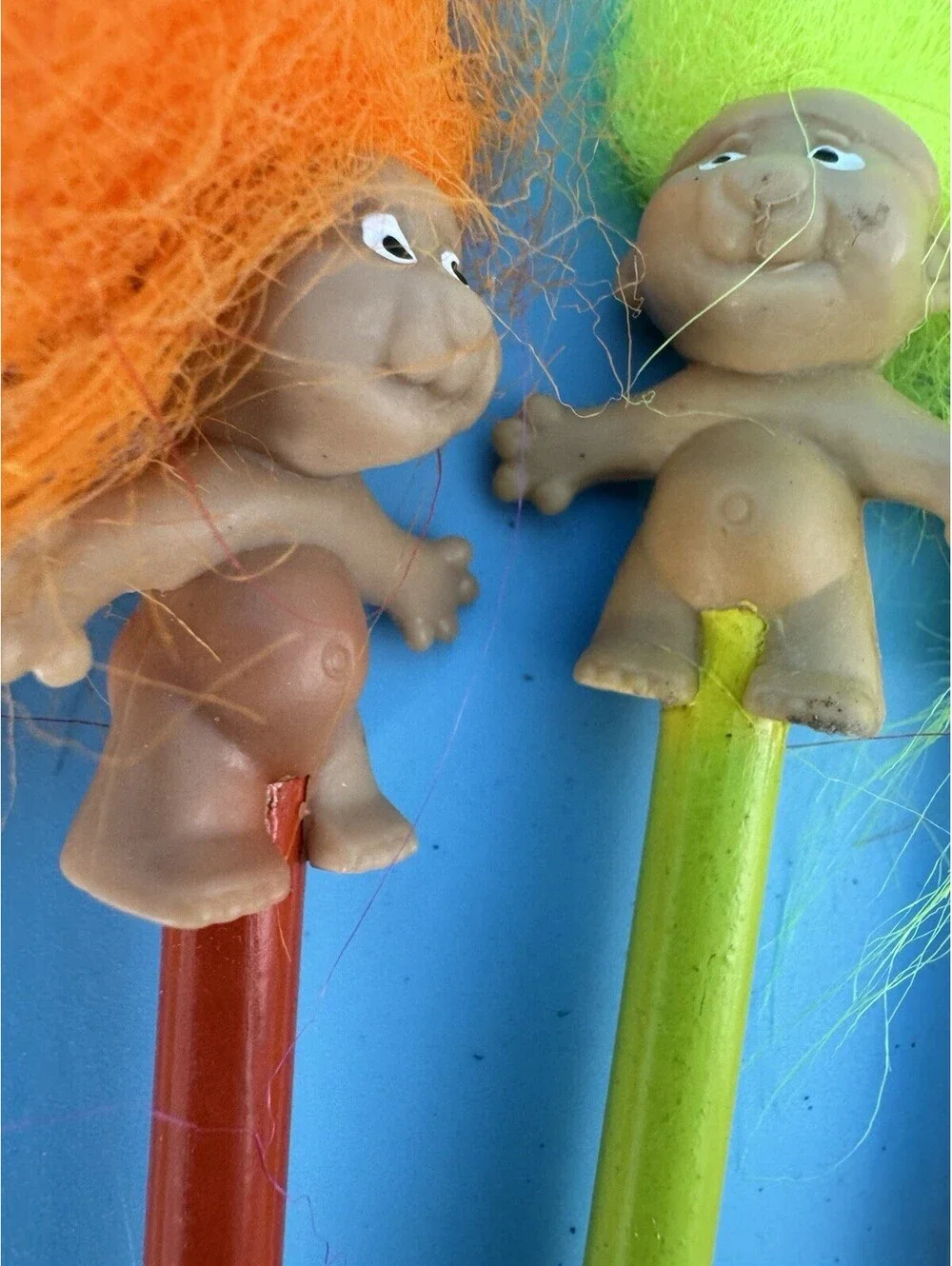 13 Vintage Troll Doll Pencils 3 Russ 1 ACE Good Luck Troll Pencil Toppers 1990s